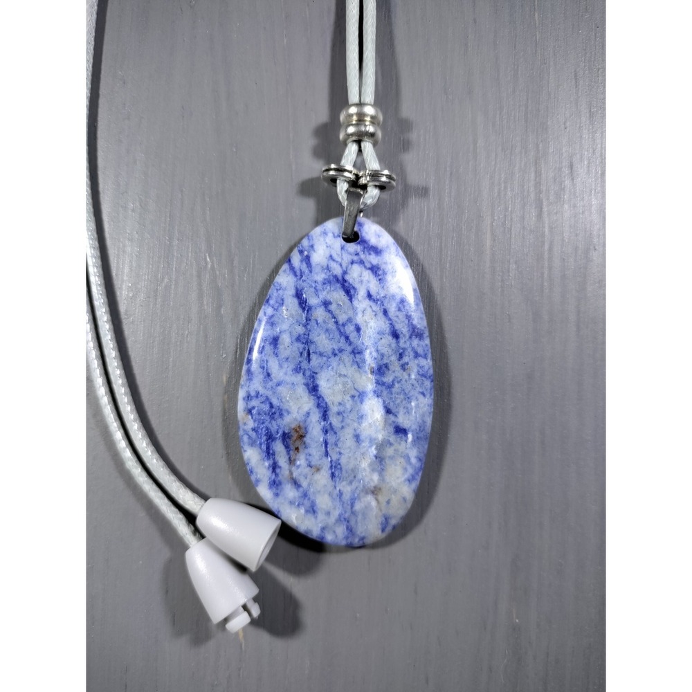 TrailerSpark Blue Sodalite Stone Pendant Necklace White Cord 18in Breakaway
